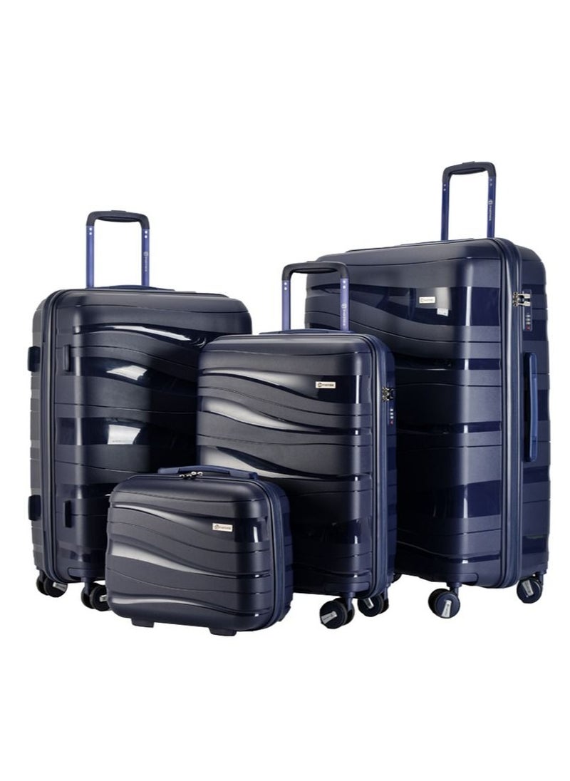 PARTNER - Luggage Set Suitcase Unbreakable Spinner Hardshell Lightweight TSA Lock Luggage Sets with PP Material, Luggage Sets Hardside With Spinner Wheels navy blue colour - Image 1