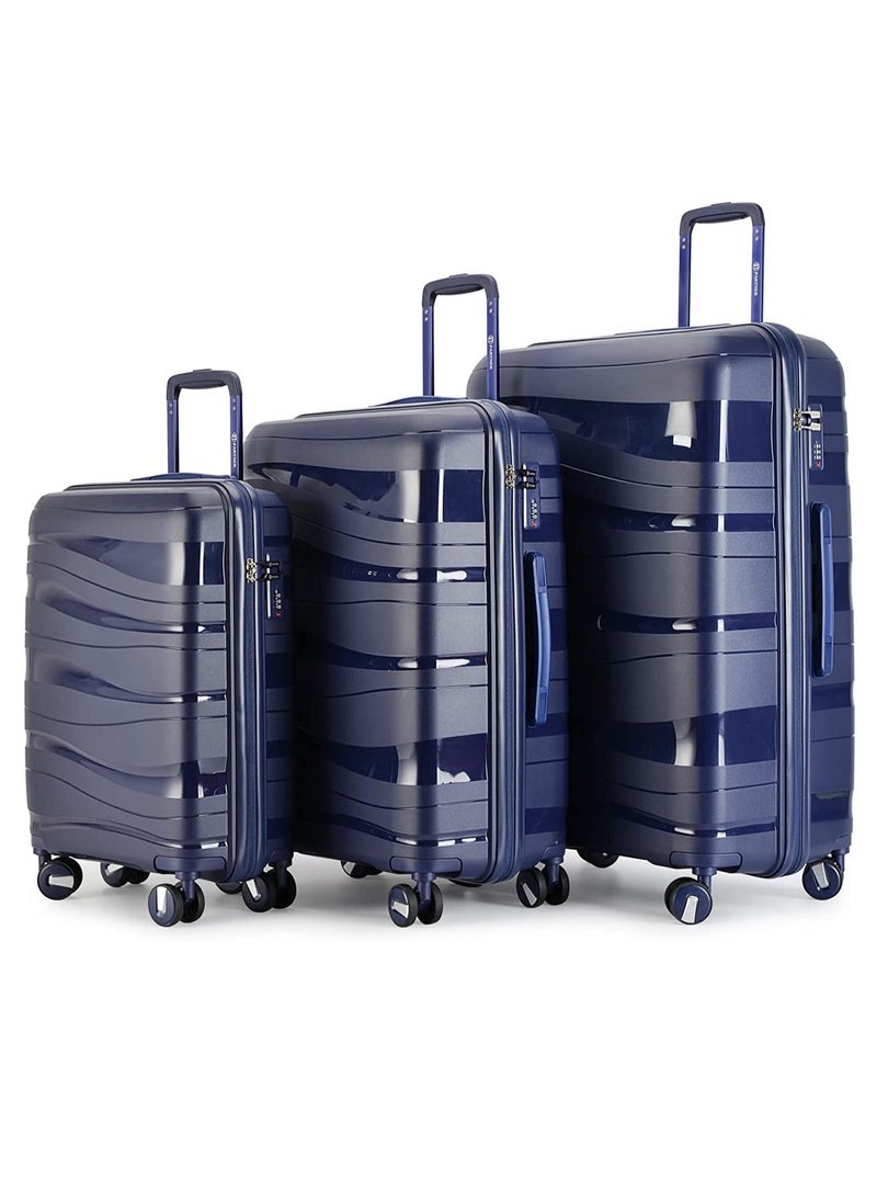 PARTNER - Luggage Set Suitcase Unbreakable Spinner Hardshell Lightweight TSA Lock Luggage Sets with PP Material, Luggage Sets Hardside With Spinner Wheels navy blue colour - Image 1