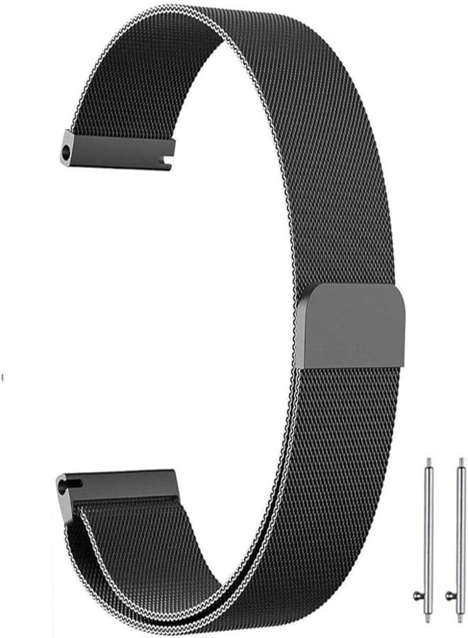 OR 20mm Milanese Loop Watch Band Magnetic Closure Mesh Stainless Steel Replacement Strap for Samsung Gear S2 Classic/Galaxy Watch 42mm / Amazfit bip - Black