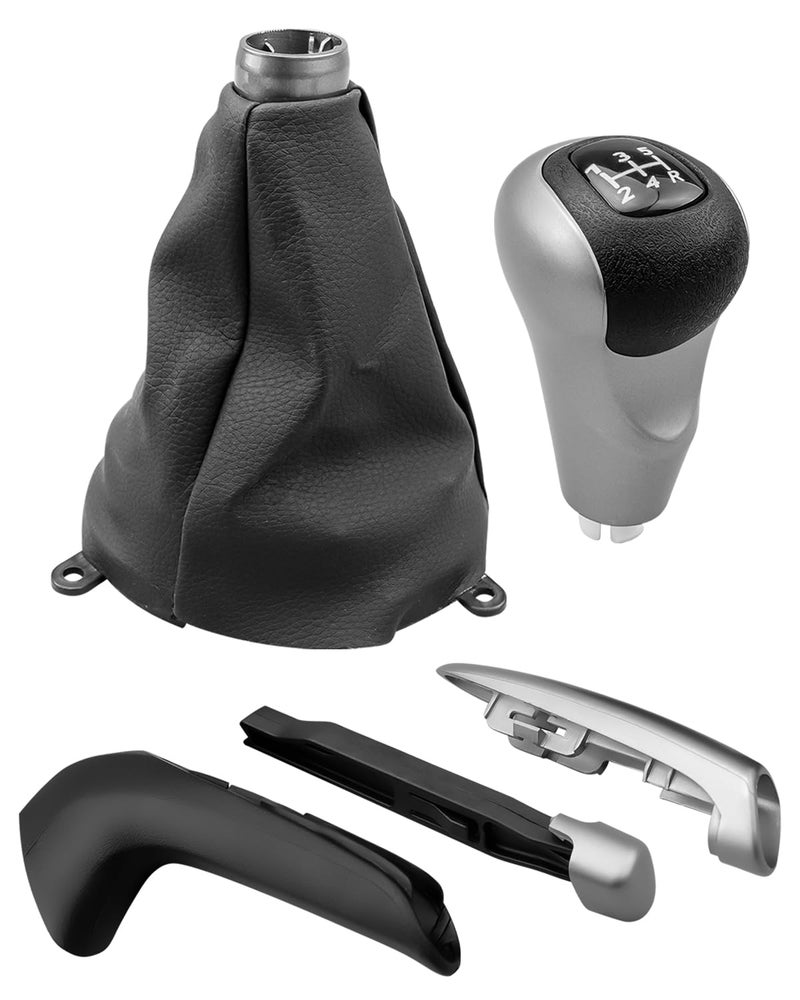 AUGREX 5 Speed Manual Gear Shift Knob Set wLeather Boot Fit for Honda Civic 2006 2007 2008 2009 2010 2011 Replace 54102SNAA01 54102SNAA02