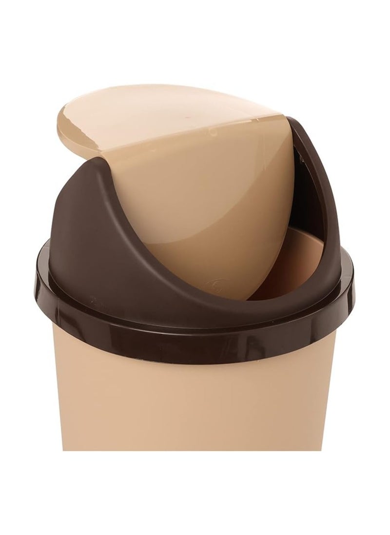 Elhelal & Golden Star Egypt - Garbage Bin Roma 45 Liter with Swing Lid, Plastic Tall Garbage Bin Outdoor and Indoor, Large Recycle Bin and Waste Basket for Home, Office, Garage, Patio, Restaurant (Beige) Visit the Superiors Store - Image 1