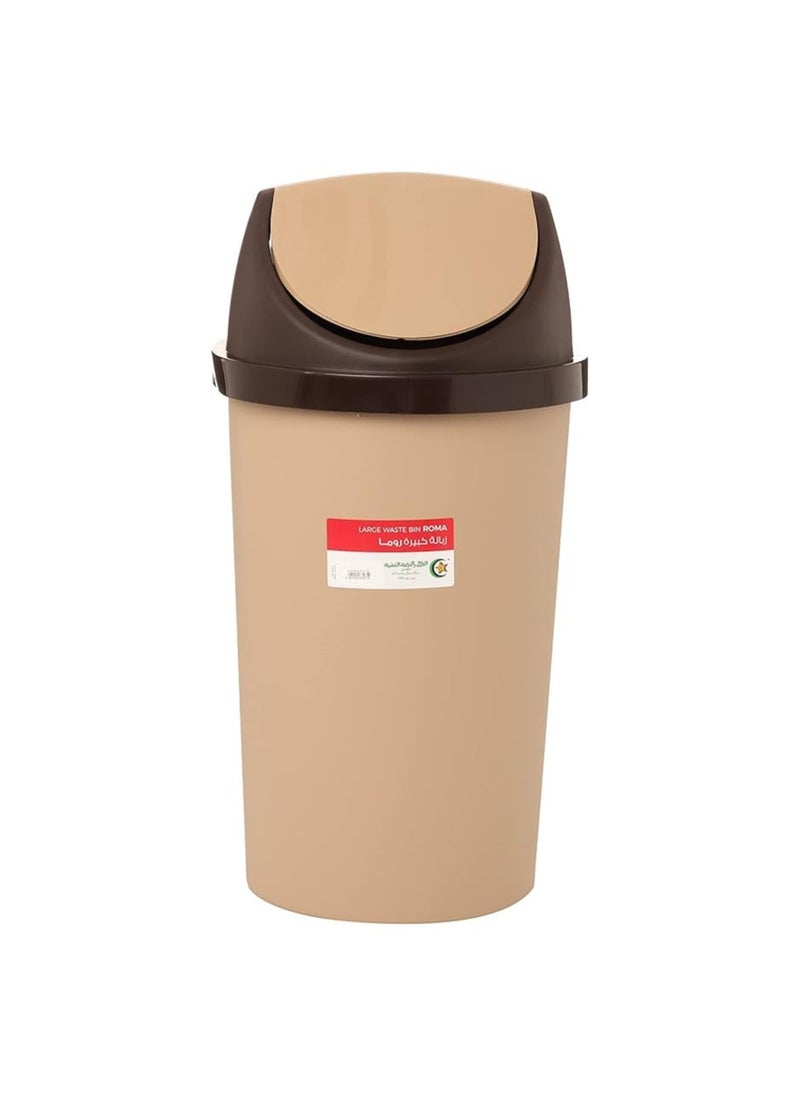 Elhelal & Golden Star Egypt - Garbage Bin Roma 45 Liter with Swing Lid, Plastic Tall Garbage Bin Outdoor and Indoor, Large Recycle Bin and Waste Basket for Home, Office, Garage, Patio, Restaurant (Beige) Visit the Superiors Store - Image 1