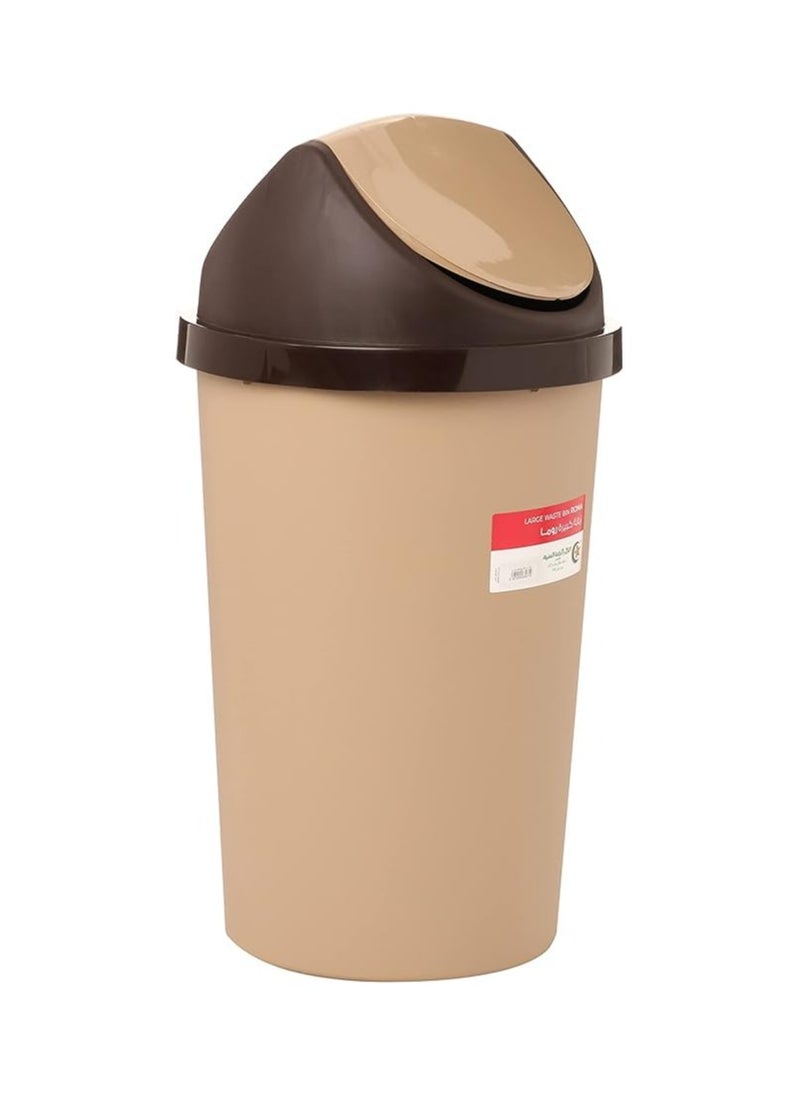 Elhelal & Golden Star Egypt - Garbage Bin Roma 45 Liter with Swing Lid, Plastic Tall Garbage Bin Outdoor and Indoor, Large Recycle Bin and Waste Basket for Home, Office, Garage, Patio, Restaurant (Beige) Visit the Superiors Store - Image 1