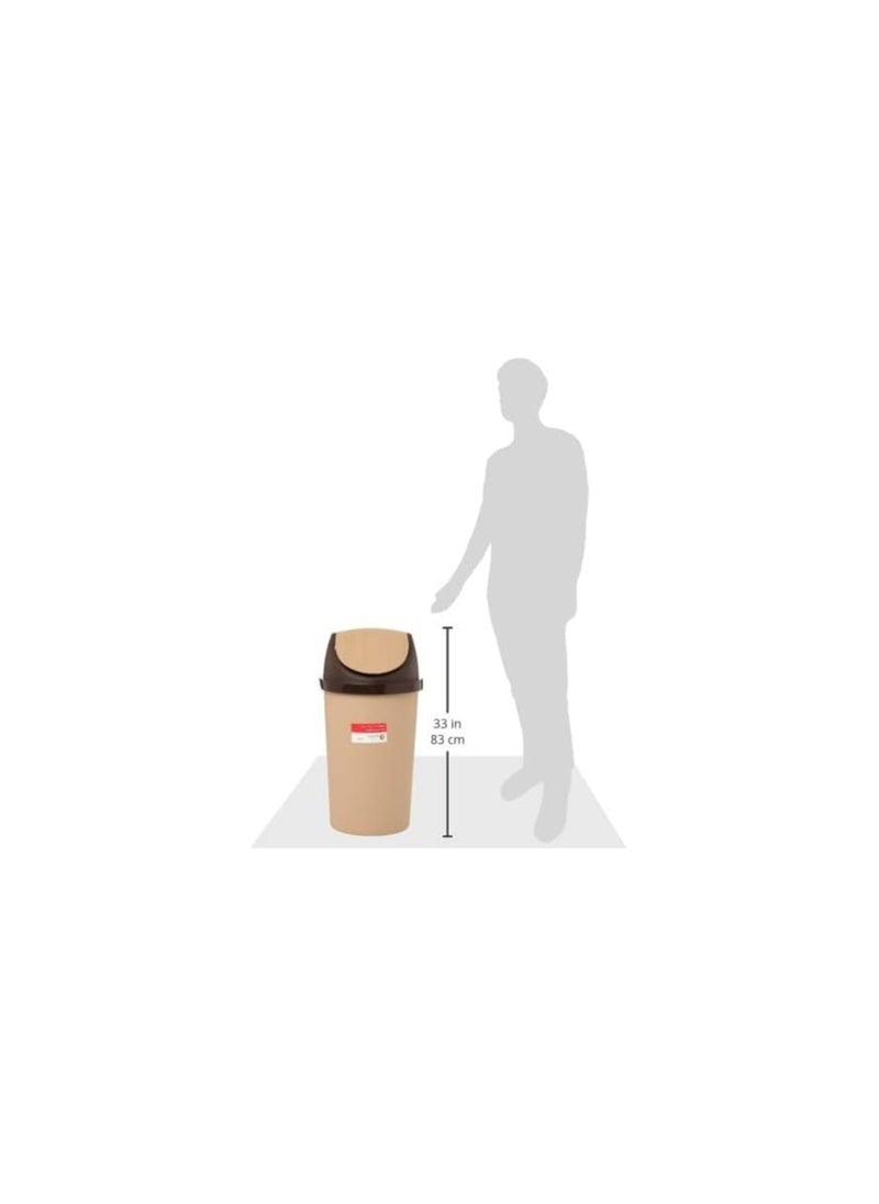 Elhelal & Golden Star Egypt - Garbage Bin Roma 45 Liter with Swing Lid, Plastic Tall Garbage Bin Outdoor and Indoor, Large Recycle Bin and Waste Basket for Home, Office, Garage, Patio, Restaurant (Beige) Visit the Superiors Store - Image 1