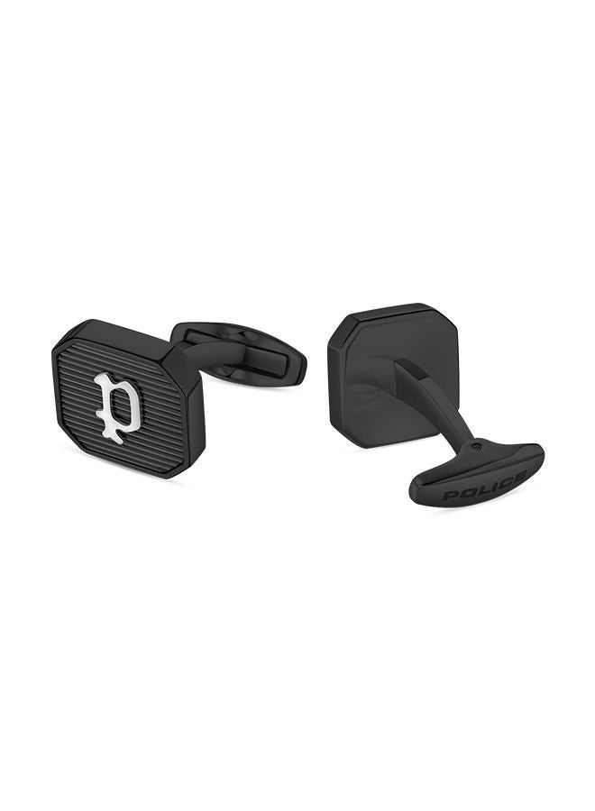 POLICE Square Shape Black with Stainless Steel P Logo Cufflinks for Men  - Image 3