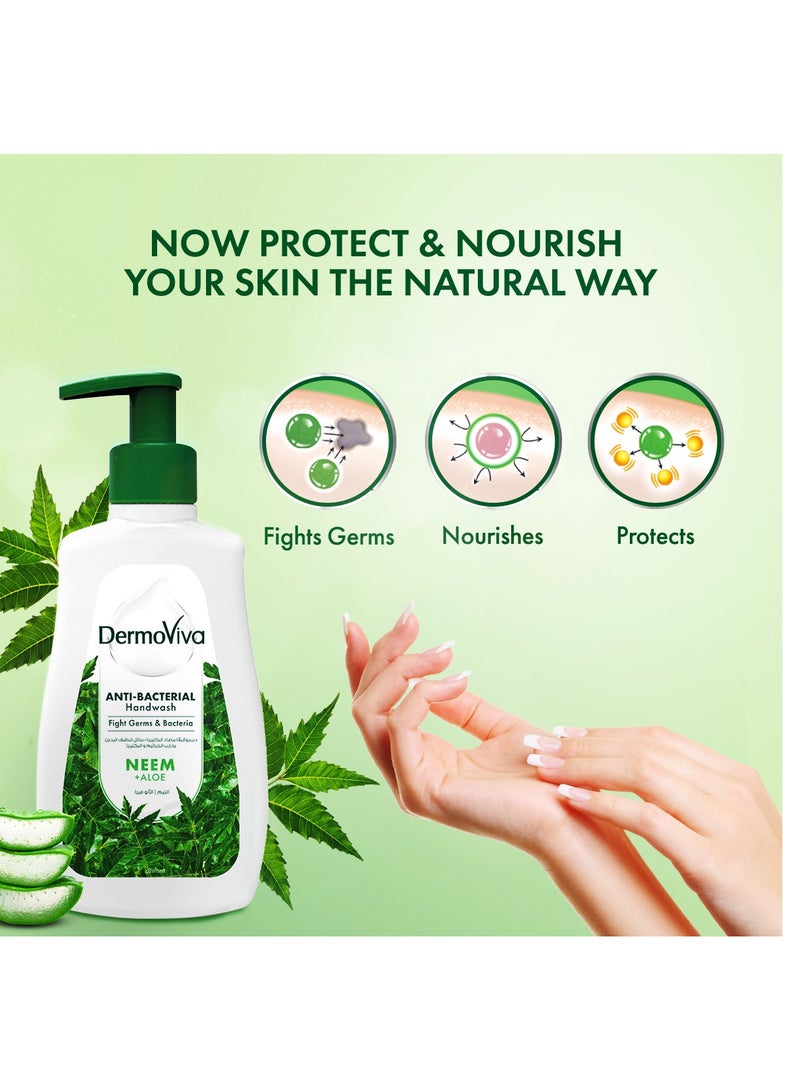 Dermoviva Anti-Bacterial Handwash (Buy 4 Get 2 Free) | Fights Germs & Bacteria | With Neem & Aloe Vera Extracts | 6x200 ml - Image 3
