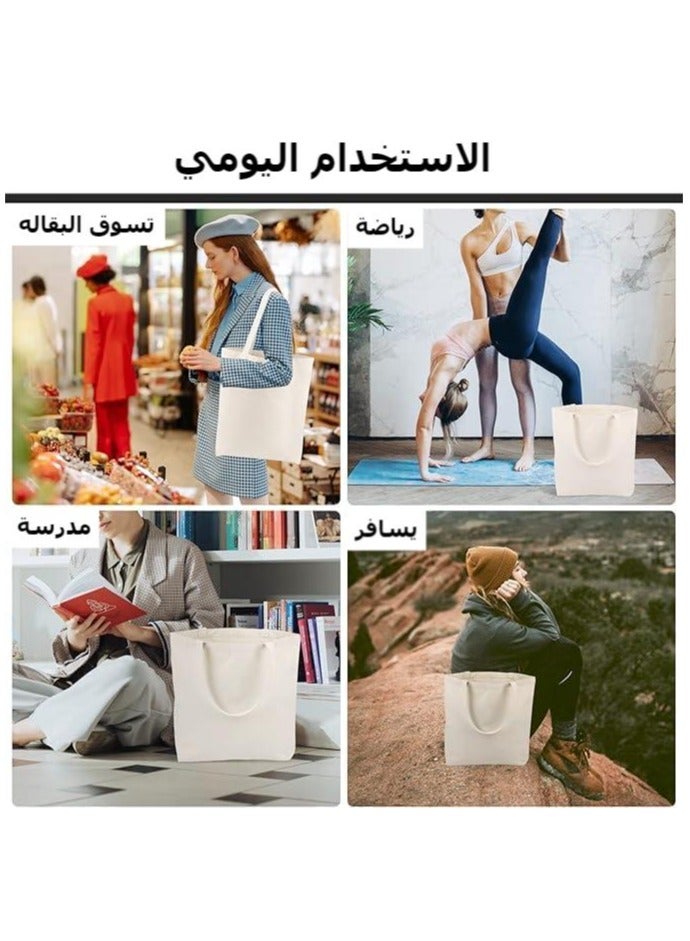 10PCS Canvas Bag Shoulder Hand bag Large Capacity Solid Color Foldable Reusable Lightweight Shopping Bag Cloth Bag Tote Bag 22*25cm  - Image 3