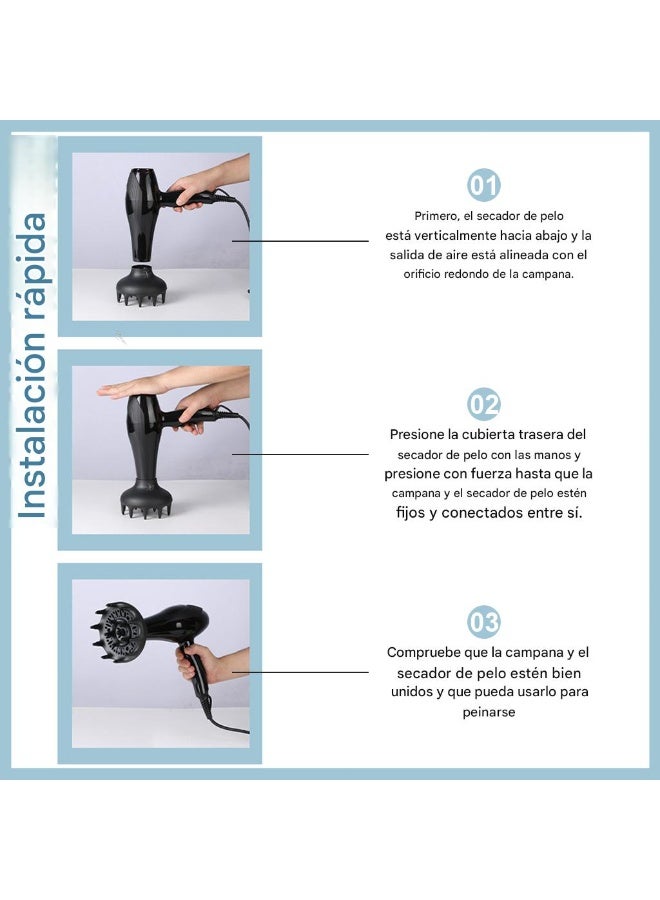 HANNEA® Universal Hair Diffuser Attachment, Adjustable Blow Dryer Diffuser for 1.71-1.83 Inch Hair Dryers, Professional Diffuser for Curly, Wavy, Adds Volume & Reduces Frizz, Quick Drying - Image 2