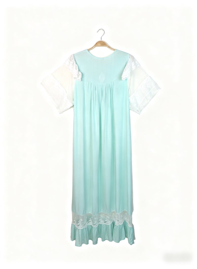 Orchid Women Lace Short-Sleeved Sleepshirt-Princess Style Home Wear - Image 3