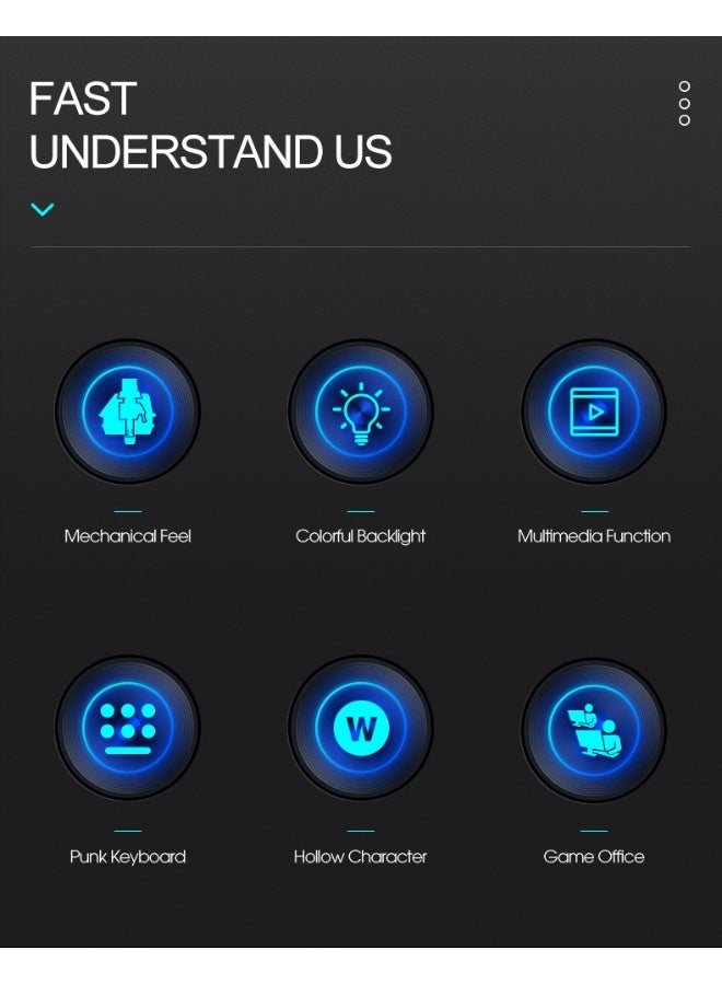 T-WOLF T80 Gaming Keyboard - Illuminated Retro Round Keycap Wired E-Sports Keyboard - Image 4