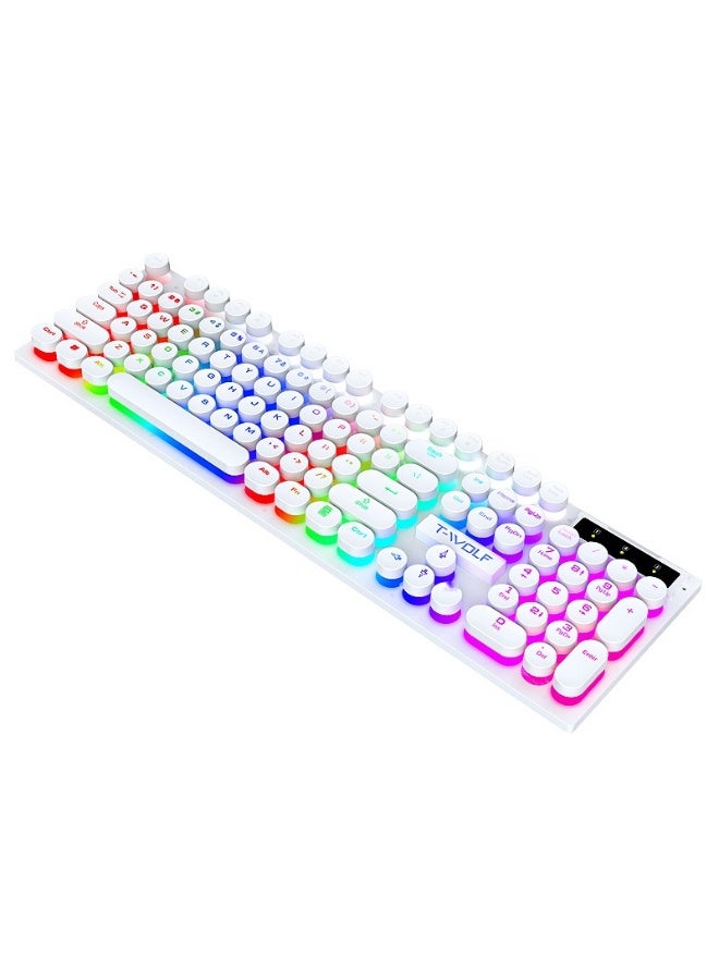 T-WOLF T80 Gaming Keyboard - Illuminated Retro Round Keycap Wired E-Sports Keyboard - Image 2