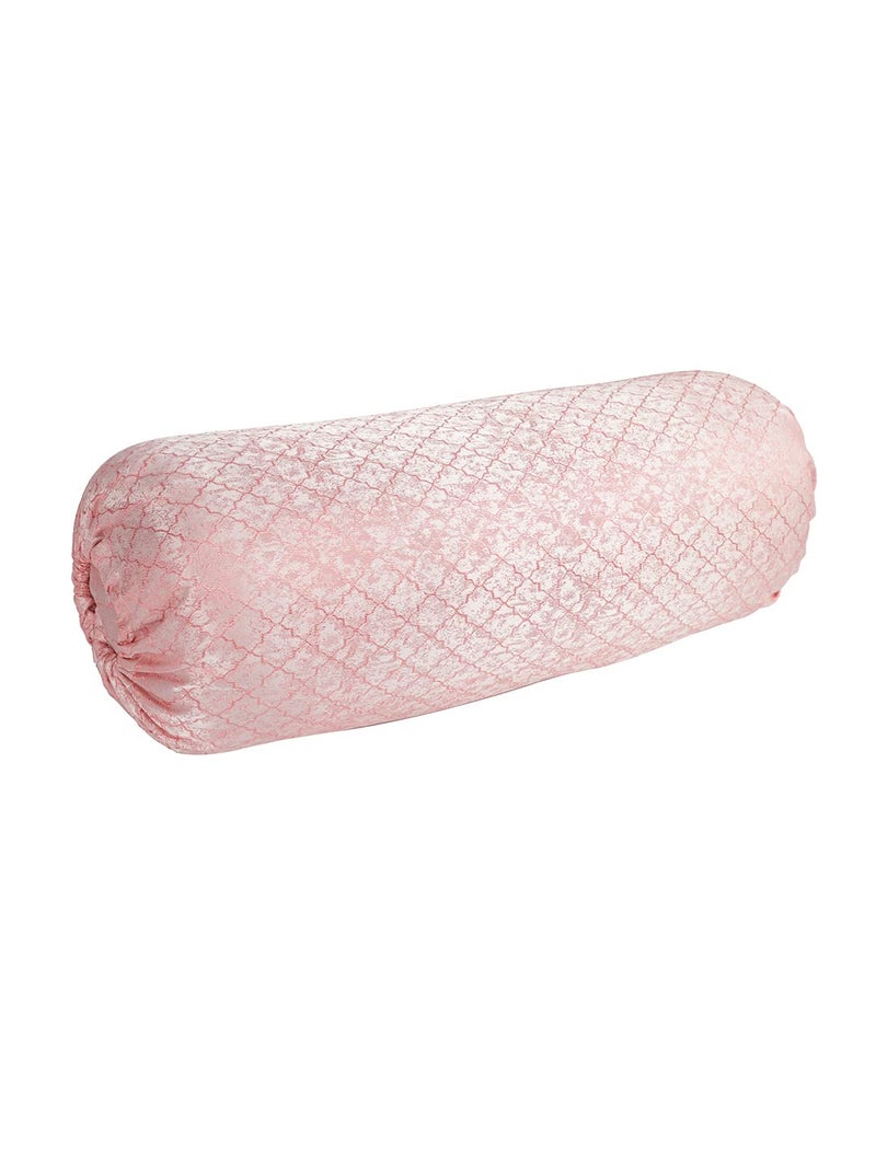 THE CONVERSION Set of 2 Premium Imported Blended Jacquard Fabric self Geometric Design Pink Color Bolster Cover/Load Cover 2 pc - 15"x30" (38 cm x 75 cm) - Image 4