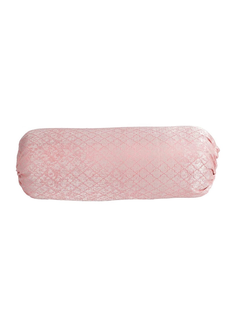 THE CONVERSION Set of 2 Premium Imported Blended Jacquard Fabric self Geometric Design Pink Color Bolster Cover/Load Cover 2 pc - 15"x30" (38 cm x 75 cm) - Image 3