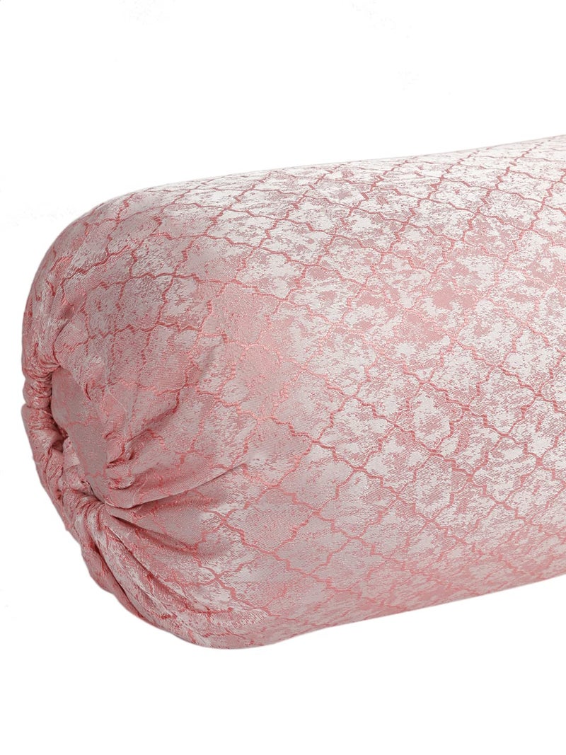 THE CONVERSION Set of 2 Premium Imported Blended Jacquard Fabric self Geometric Design Pink Color Bolster Cover/Load Cover 2 pc - 15"x30" (38 cm x 75 cm) - Image 5