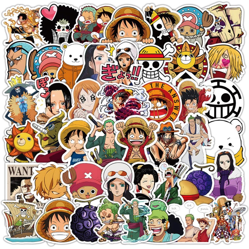 MINRAIN 50pcs Anime One Piece Cartoon Stickers for Kids,Vinyl Waterproof Decal for Water Bottle Laptop Toy Sticker for DIY Decorate Bumper Phone Hard Hat Kids Teens Gifts (zshz) - Image 1