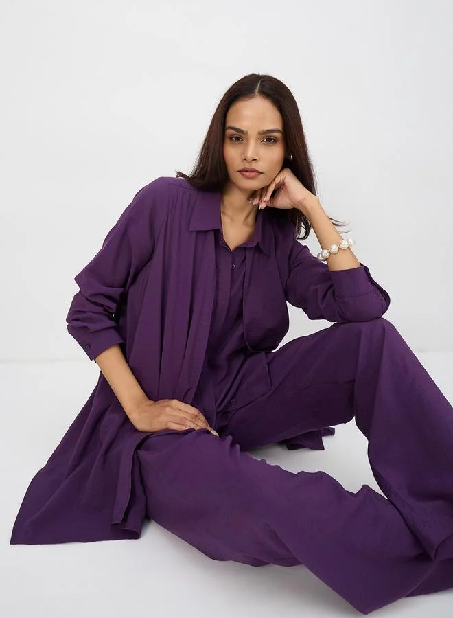 Femmella  Women Purple Asymmetric Top with Trousers Co-Ords for Women | Best Price UAE
