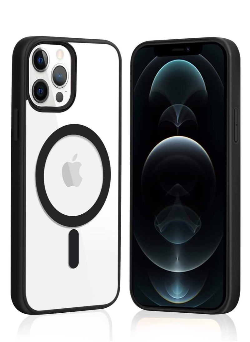 ELTRAZONE - iPhone 12 Pro Max Case Clear Magsafe Slim Cover, Ultra-Thin Shockproof and Anti-Yellow Transparent Protective Cover Compatible for Apple iPhone 12 Pro Max 6.7 inch - Black - Image 1