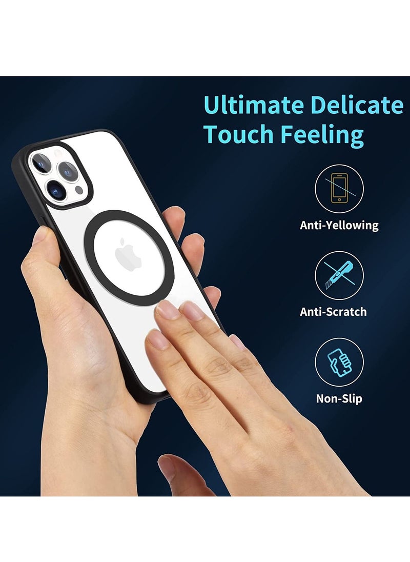 ELTRAZONE - iPhone 12 Pro Max Case Clear Magsafe Slim Cover, Ultra-Thin Shockproof and Anti-Yellow Transparent Protective Cover Compatible for Apple iPhone 12 Pro Max 6.7 inch - Black - Image 1
