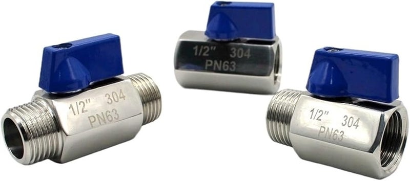 Stainless Steel 304 Mini Ball Valve 0 5 Inch Male To Male Thread Brewer Hardware - Image 1