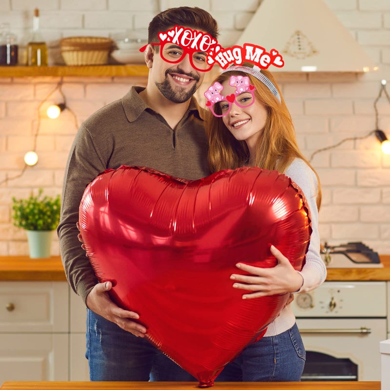 Kingdder 18 Pcs Valentine's Day Headband and Eyeglasses Set, Valentines Glasses Photo Props Cupid Headband Heart Glasses for Adults Party Costume Supplies Decoration - Image 4