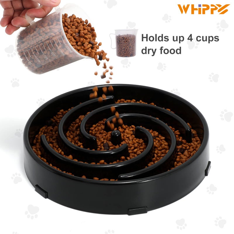WHIPPY Slow Feeder Dog Bowls for Large Medium Dog Non Slip Maze Puzzle Bowl Pet Slower Food Feeding Dishes Interactive Bloat Stop Preventing Choking Healthy Dog Bowl, Black - Image 4