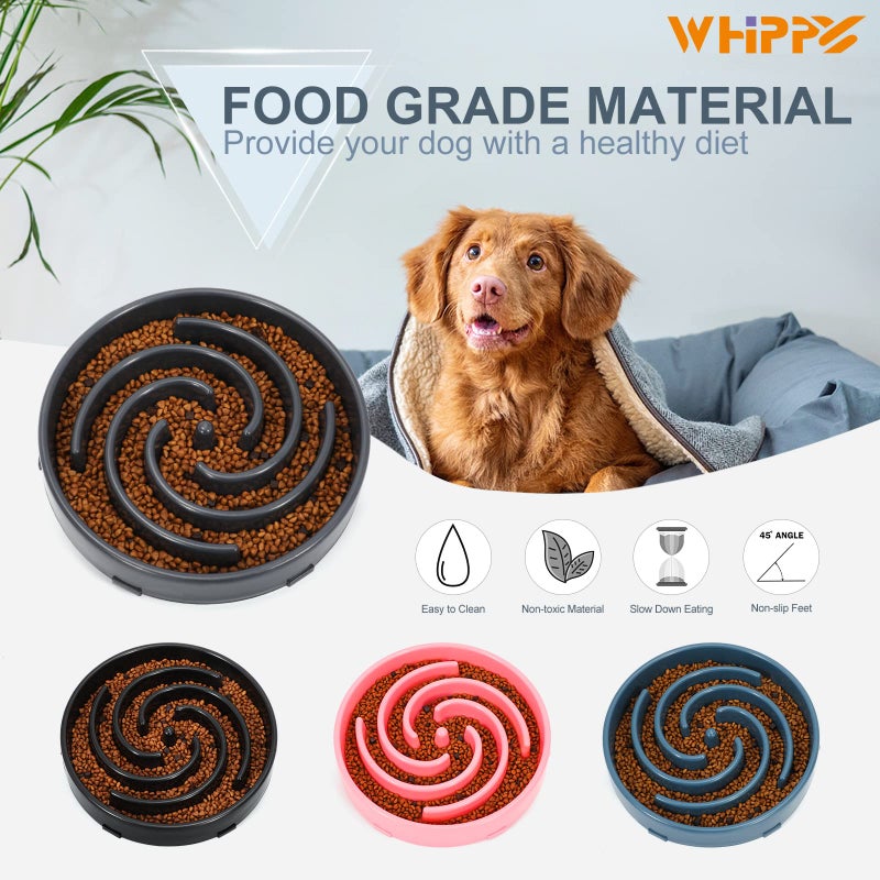 WHIPPY Slow Feeder Dog Bowls for Large Medium Dog Non Slip Maze Puzzle Bowl Pet Slower Food Feeding Dishes Interactive Bloat Stop Preventing Choking Healthy Dog Bowl, Black - Image 3
