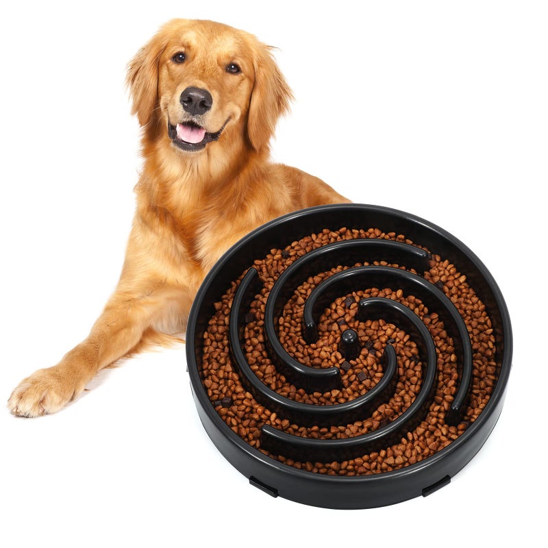 WHIPPY Slow Feeder Dog Bowls for Large Medium Dog Non Slip Maze Puzzle Bowl Pet Slower Food Feeding Dishes Interactive Bloat Stop Preventing Choking Healthy Dog Bowl, Black - Image 1