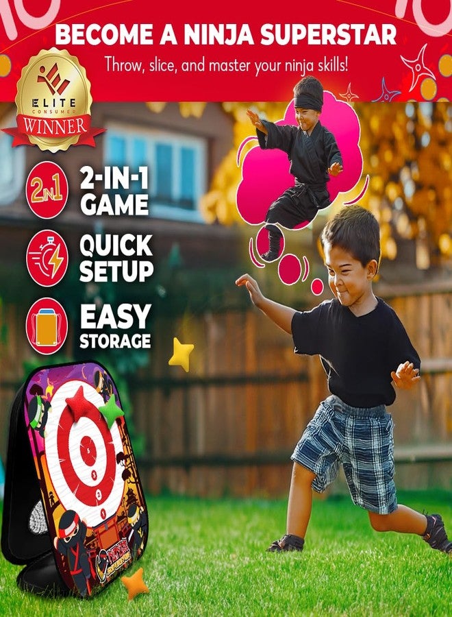SWOOC Games - Ninja Superstar™ | 2-in-1 Corn Hole Games for Kids | 5-Second Setup | Ninja Toys for Boys | Bean Bag Toss Game for Kids | Cornhole Game Set Outdoor | Outdoor Toys | Throwing Star - Image 2