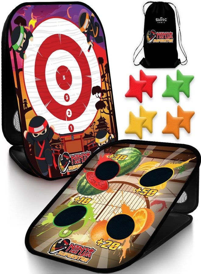 SWOOC Games - Ninja Superstar™ | 2-in-1 Corn Hole Games for Kids | 5-Second Setup | Ninja Toys for Boys | Bean Bag Toss Game for Kids | Cornhole Game Set Outdoor | Outdoor Toys | Throwing Star - Image 1