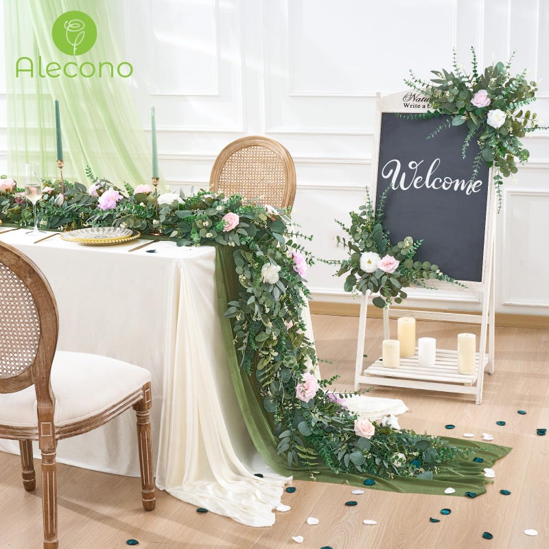 Alecono 100pcs 4 Kinds Artificial Eucalyptus Stems Bulk, Fake Plants Leaves Bundle, Mixed Greenery Stems for Wedding Party Decor Vase Floral Arrangement - Image 2
