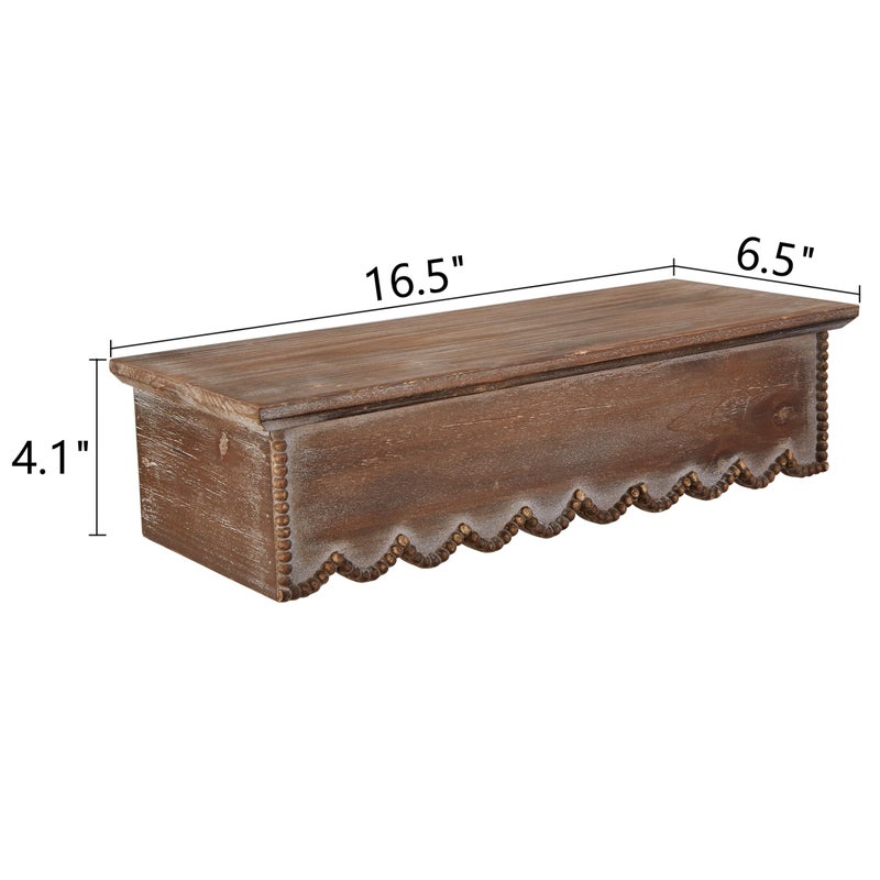 SOFE Wood Scalloped Decorative Wall Shelf, Bedroom Bathroom Kitchen Shelving Wall Mounted Heavy Duty, Farmhouse Floating Storage Shelves Small Hanging Shelves Display Book Picture Ledge Shelf - Image 5