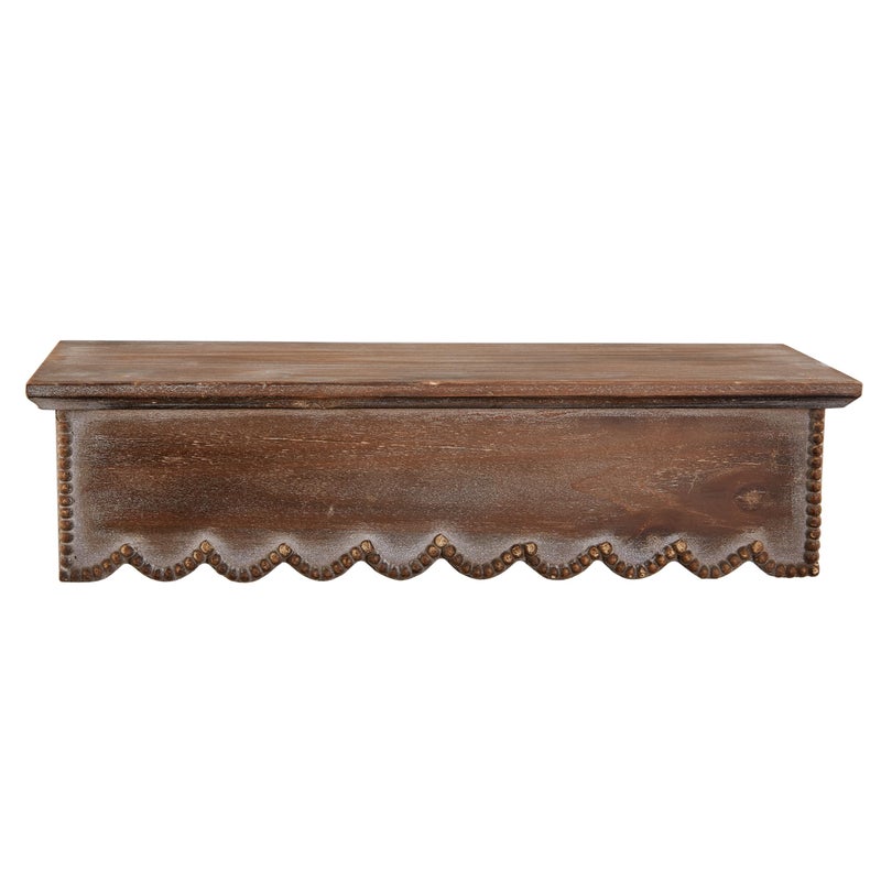 SOFE Wood Scalloped Decorative Wall Shelf, Bedroom Bathroom Kitchen Shelving Wall Mounted Heavy Duty, Farmhouse Floating Storage Shelves Small Hanging Shelves Display Book Picture Ledge Shelf - Image 2