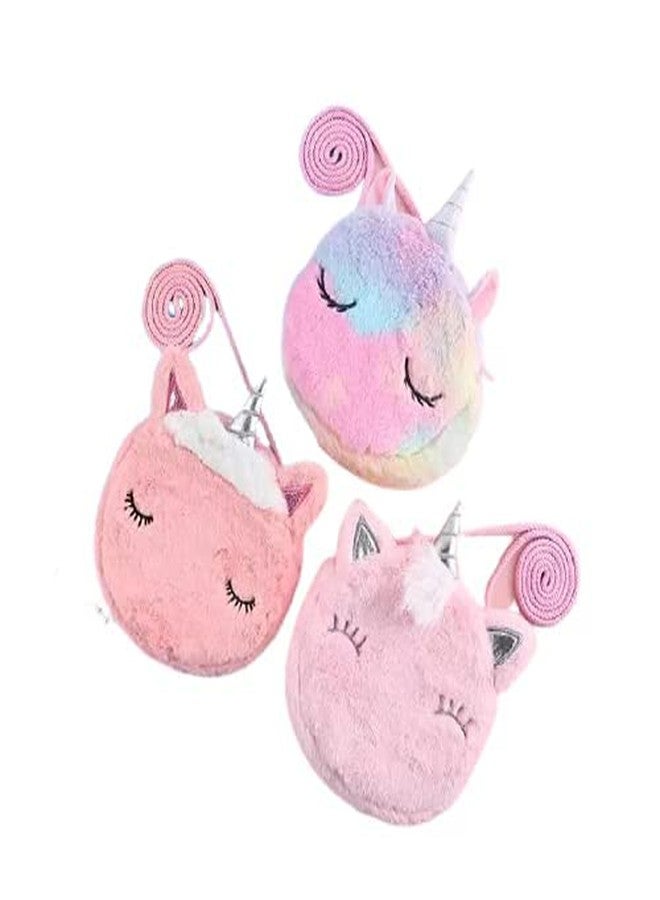 ADSON Soft Unicorn plush shoulder bag child plush coin purse little girl shoulder cross body sling bag(Multi Colour) - Image 1