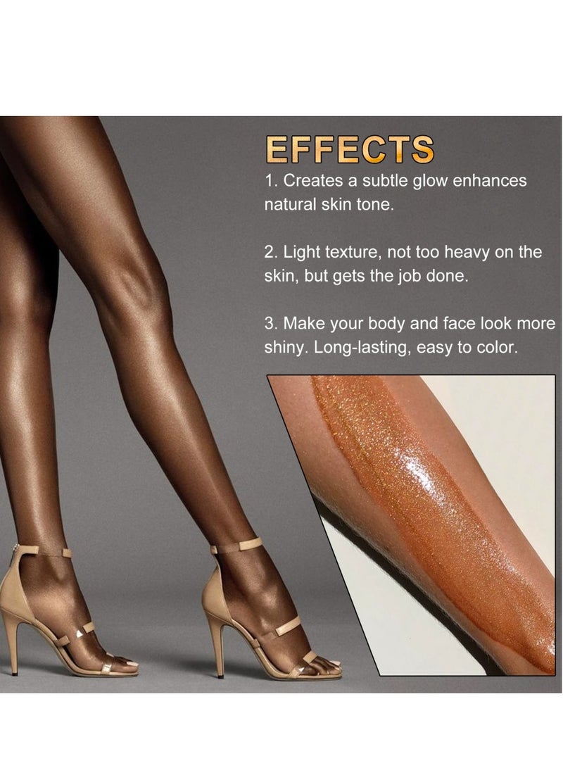 IKZEE Bronze Gold Body Shimmer Oil 100ml Body Shimmer Lotion Glow Oil Body Luminizer Oil Glow Lotion for Brightening Body Long Lasting Shimmering Body Oil for Body & Face No.03 - Image 4