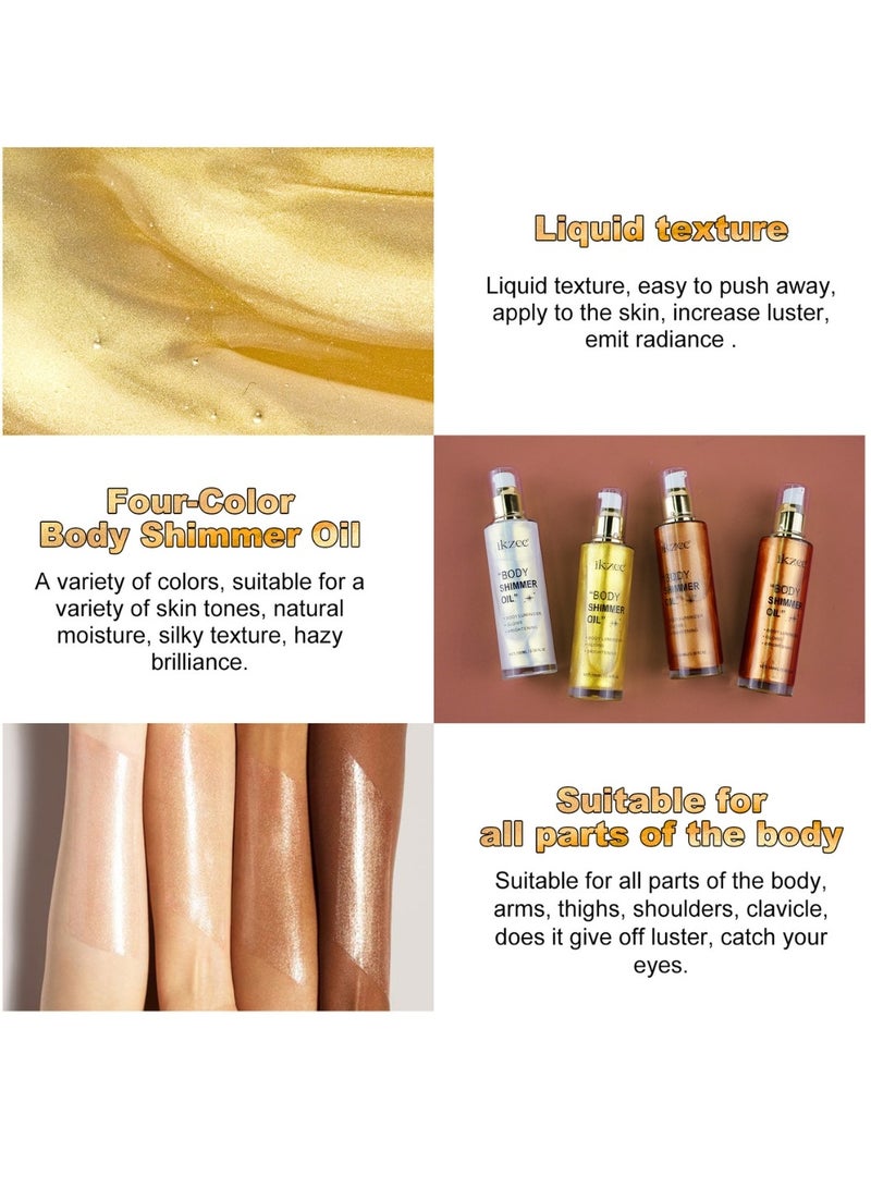 IKZEE Bronze Gold Body Shimmer Oil 100ml Body Shimmer Lotion Glow Oil Body Luminizer Oil Glow Lotion for Brightening Body Long Lasting Shimmering Body Oil for Body & Face No.03 - Image 5