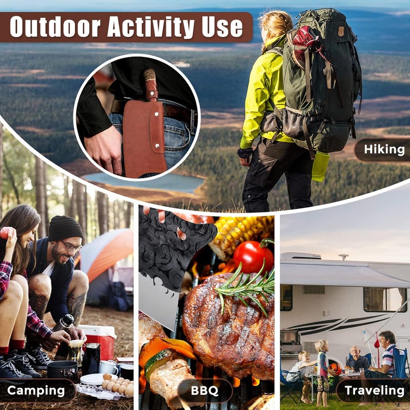 ROCOCO Cleaver Knife Meat Cutting Heavy Duty Bone Butcher Chopper Large Hand Forged Chinese Dragon Viking Cutter for Kitchen Outdoor with Sheath Birthday Father Mother Christmas Gift Men 8.6" - Image 4