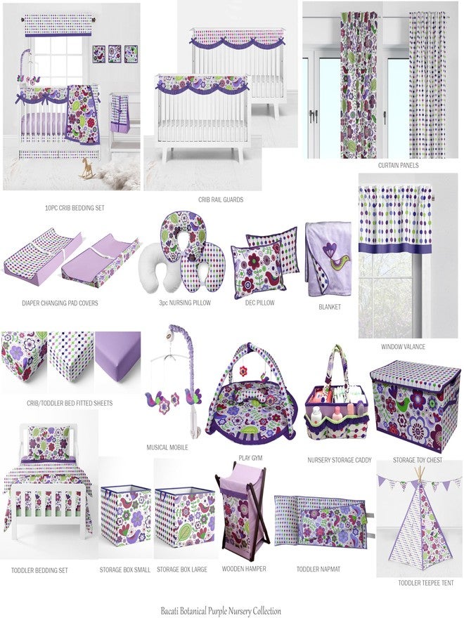 Bacati Botanical Girls Fabric Memo Photo Bulletin Board, Purple - Image 4