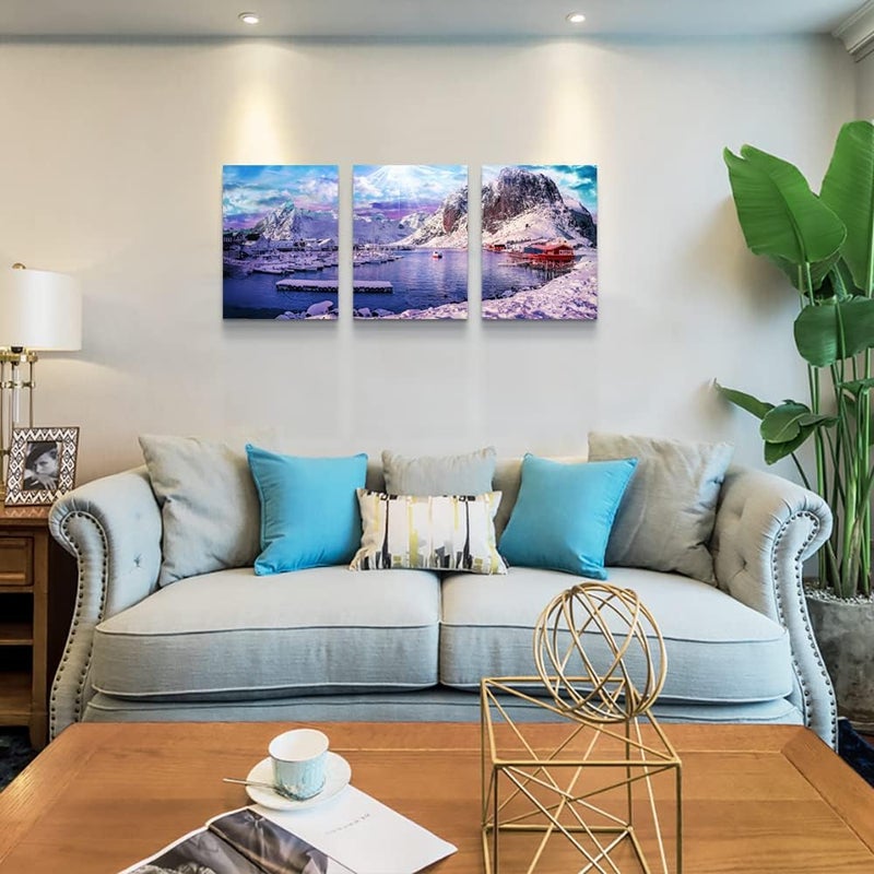 BPA Snow Mountain Canvas Wall Art - 3 Piece Set - Image 3