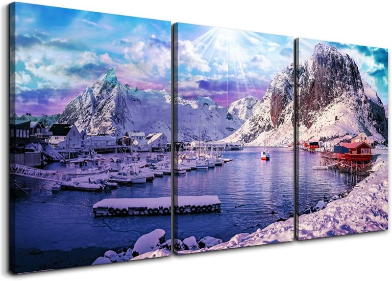 BPA Snow Mountain Canvas Wall Art - 3 Piece Set - Image 1