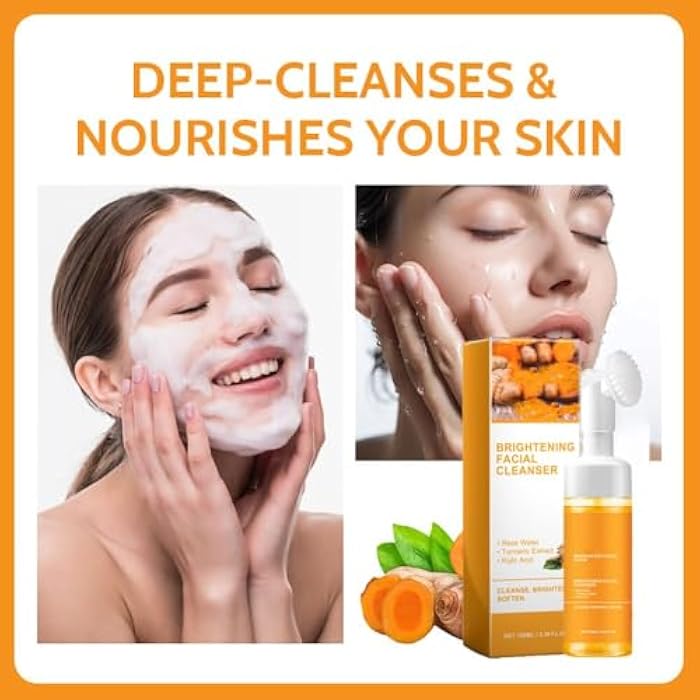 Bruiseweed Turmeric Wash and Care 3 Piece Set, Turmeric Trio: Kojic Soap Bar/Facial Pads/Face Cleansing Wash with Brush, Jabon de Curcuma, Tumeric Soap Facial Cleaner Skincare Three Set for Face & Body (A) - Image 4