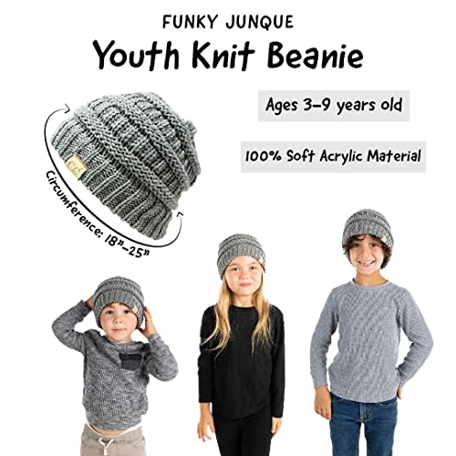 Funky Junque Kids Large Beanie - Heather Grey - Image 2