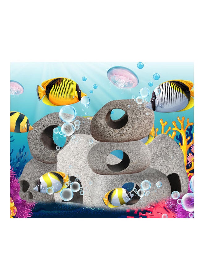 NIBEMINENT Aquarium Ceramic Cave Decoration Cichlid Stone Grey 16 x 10cm  - Image 3