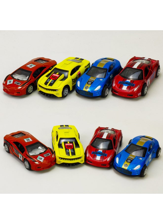 Children's Pullback Alloy Car Simulation Police Car Model Boy School Bus Baby Sliding Racing Car Fall-resistant Toy Suit-Color:088-102 Taxi Special Police ]  - Image 3