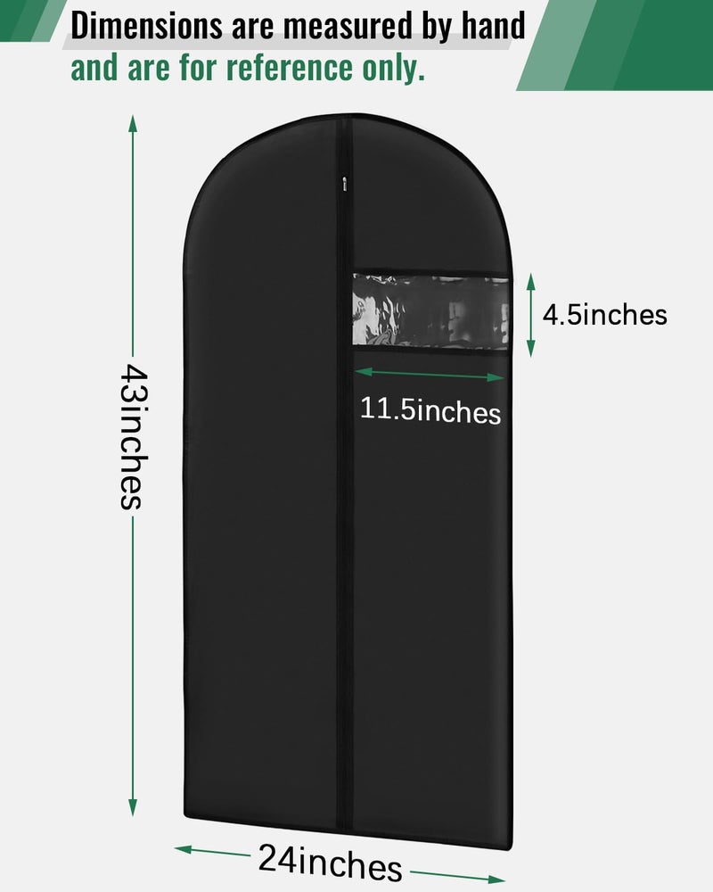 Lzerking Garment Bags for Hanging Clothes 8 packs Washable Black Suit Bags for Closet Storage and Travel with Clear Window (43 inches) - Image 2