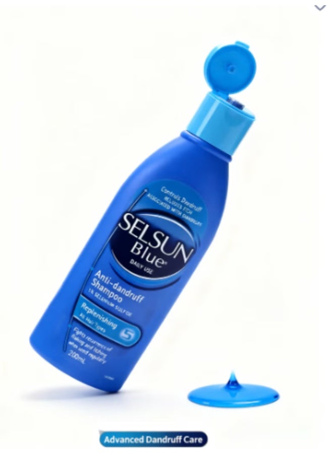 Selsun blue Anti-dandruff Shampoo 1% SELENIUM SULFIDE Replenishing All Hair Types Fights recurrence of faking and itching when used regularly 200mL - Image 1