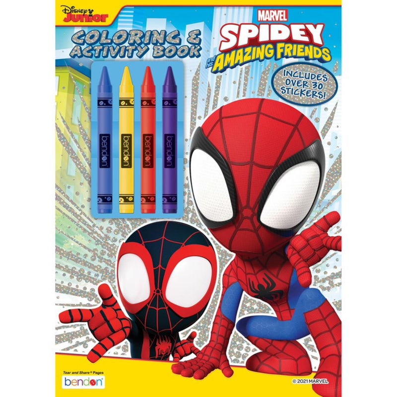 Bendon Spidey and Friends Coloring Book Spidey and Friends Coloring Activity Book with 4 Crayons Includes 30 Stickers Officially Licensed - Image 2