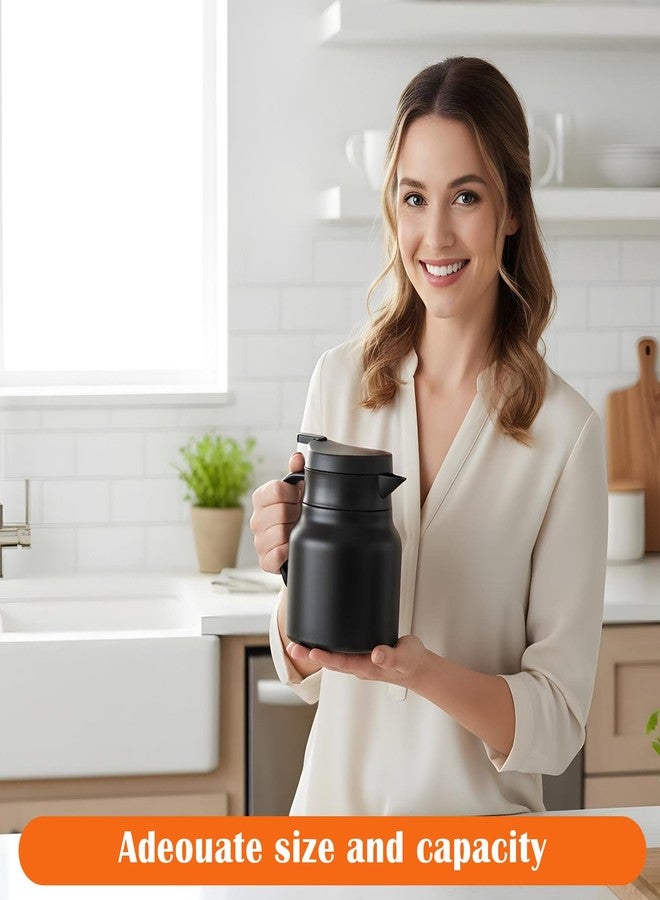 Kifmurase 2 Pcs 27Oz Thermal Coffee Carafe, Double Wall Stainless Steel Insulated Tea Pots for Coffee Creamer Milk Beverage, Thermal Party Drink Dispenser, Water Carafe Container with Press Button - Image 4