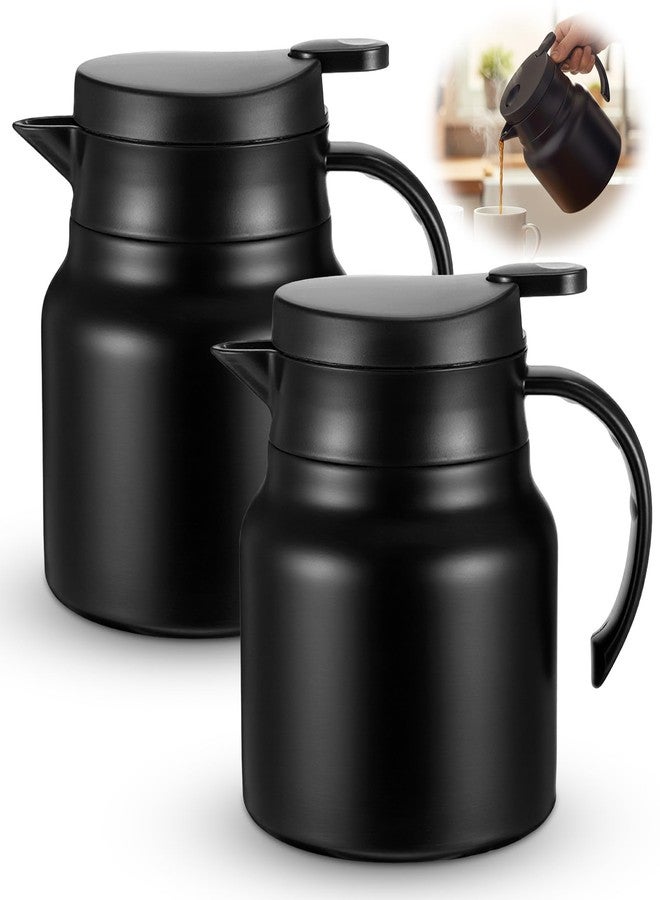 Kifmurase 2 Pcs 27Oz Thermal Coffee Carafe, Double Wall Stainless Steel Insulated Tea Pots for Coffee Creamer Milk Beverage, Thermal Party Drink Dispenser, Water Carafe Container with Press Button - Image 1