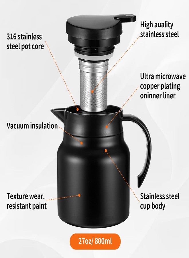 Kifmurase 2 Pcs 27Oz Thermal Coffee Carafe, Double Wall Stainless Steel Insulated Tea Pots for Coffee Creamer Milk Beverage, Thermal Party Drink Dispenser, Water Carafe Container with Press Button - Image 2