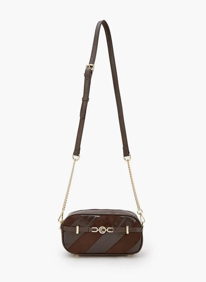 Le Confort Striped Crossbody Bag With Zip Closure